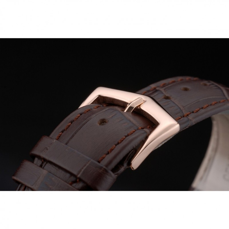 Patek Philippe Swiss Calatrava Ribbed Bezel Grey Dial Brown Leather Strap 7650-5