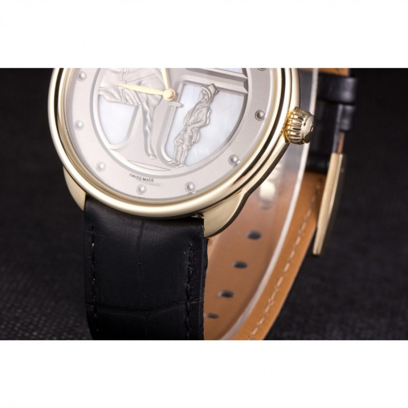 Hermes Classic Croco Leather Strap Silver Dial 801401-7