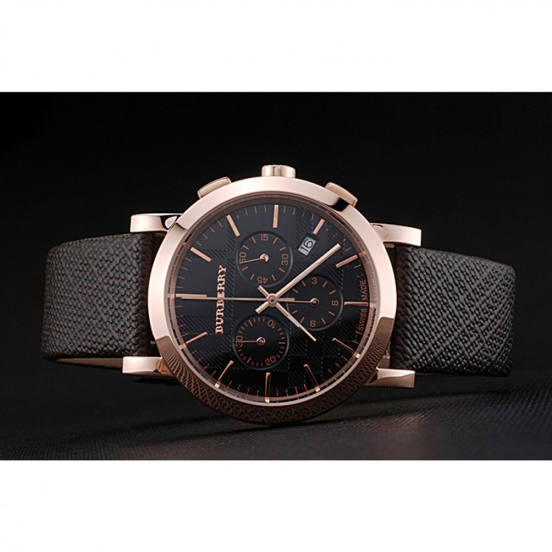 Burberry The City Classic Chronograph Black Dial Smoked Trench Bracelet 622573-4
