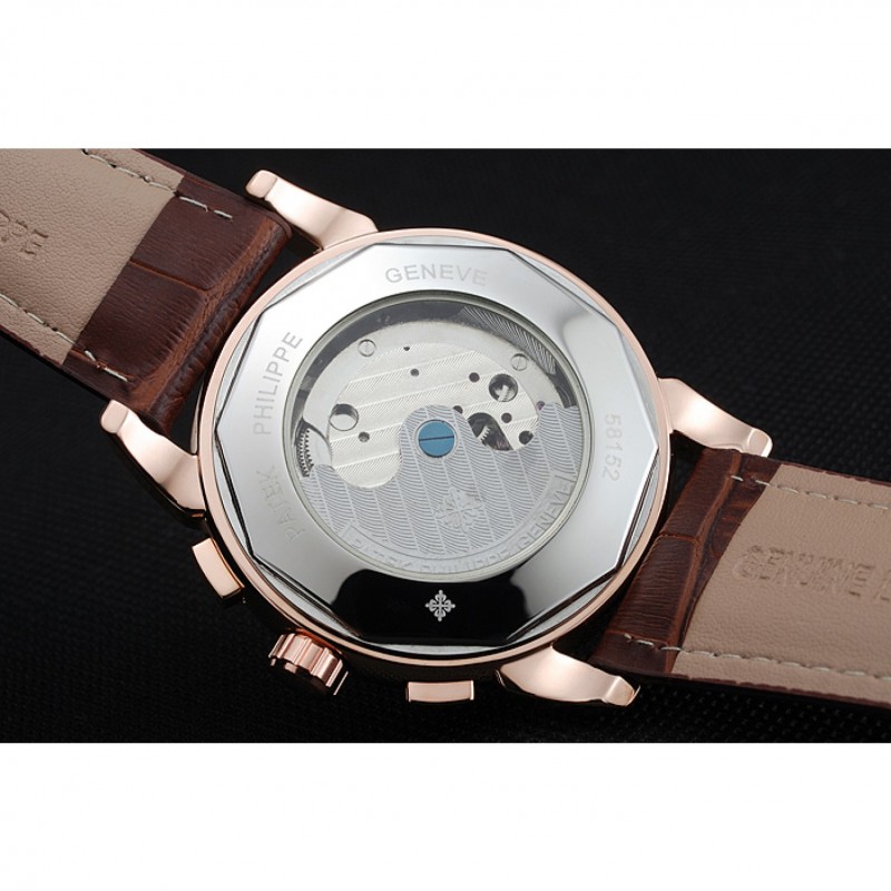 Patek Philippe Grand Complications Gold Case White Dial Brown Leather Bracelet 622259-5