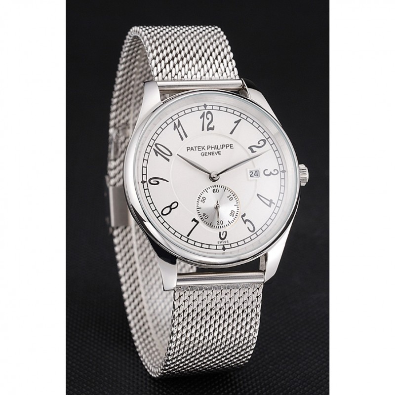 Patek Philippe Calatrava Small Seconds White Dial Stainless Steel Case And Bracelet-2