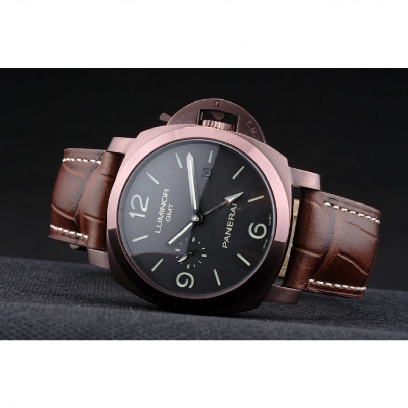 Panerai Luminor Brown Leather Strap Black Dial 80160-4