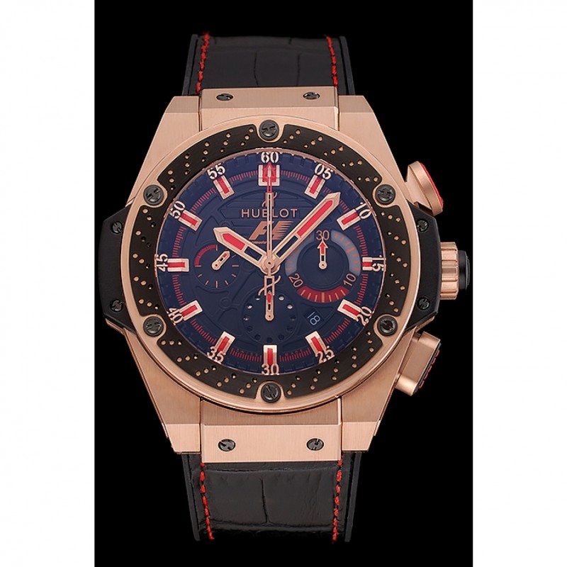 Swiss Hublot Big Bang Limited Edition Formula 1 Black And Red Dial Gold Case Black Strap 62287-1