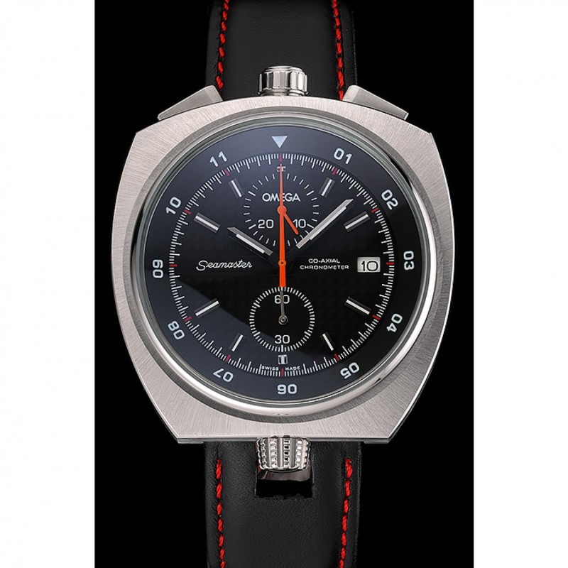 Omega Seamaster Bullhead Black Dial Stainless Steel Case Black Leather Strap 622826-1