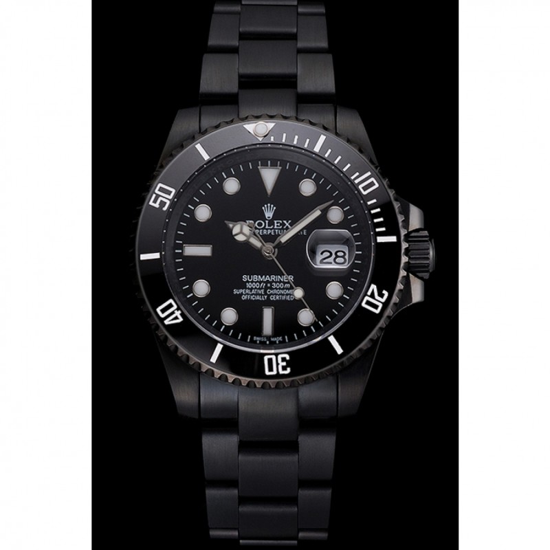 Swiss Rolex Submariner Date Black Dial And Bezel Black PVD Case And Bracelet-1