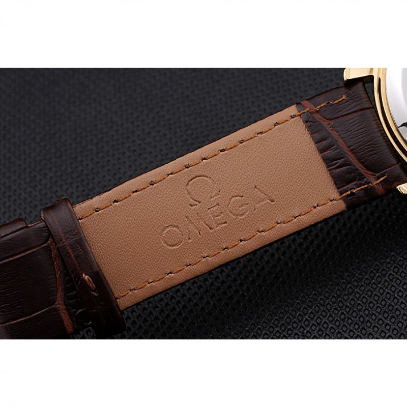 Omega DeVille Prestige Small Seconds Blue Dial Gold Case Brown Leather Bracelet 622601-6