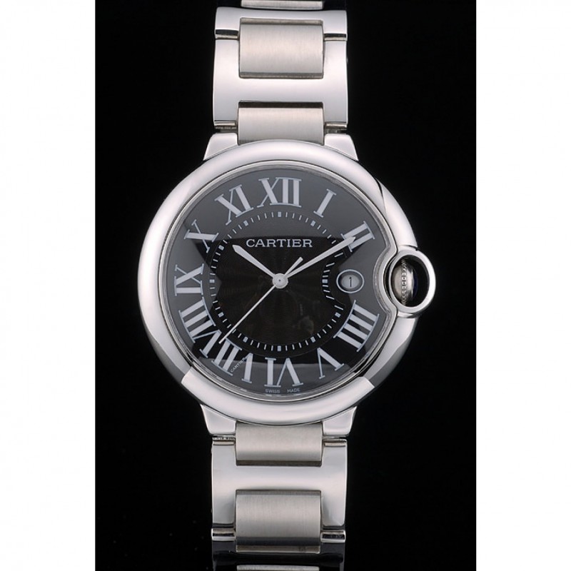 High Quality Replica Watches Cartier Ballon Bleu 42mm Black Dial Stainless Steel Case And Bracelet-1