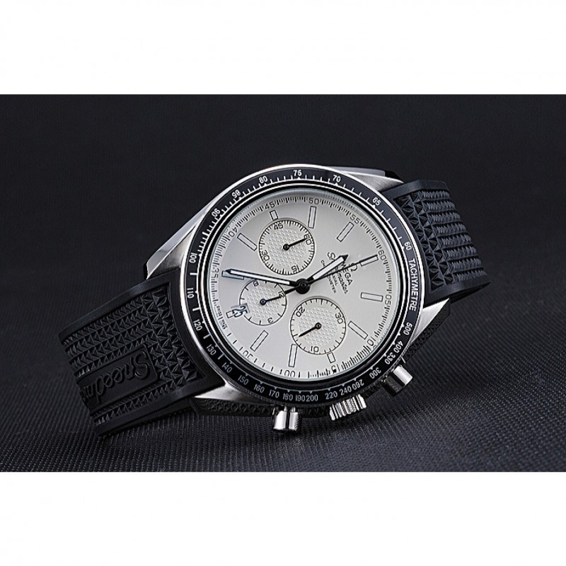 Omega Speedmaster Black Rubber Strap White Dial 622040-3