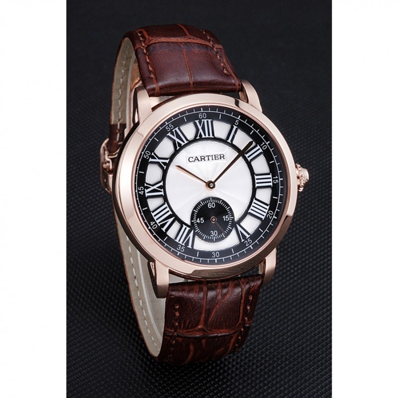 Cartier Ronde Louis White Dial Brown Leather Strap 621976-2
