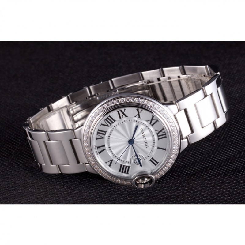 Cartier Ballon Bleu 42mm White Dial Diamonds Stainless Steel Case And Bracelet-3