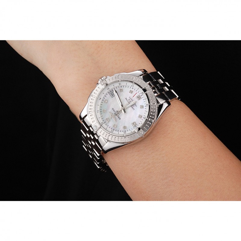 High Quality Replica Watches Breitling Colt Lady Pearl Dial Diamond Hour Marks Stainless Steel Case And Bracelet-8