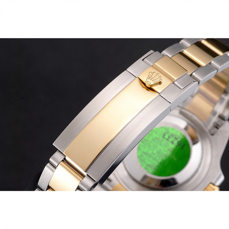 SS Replica Watches Swiss Rolex Submariner Green Dial And Bezel Two Tone Steel Gold Bracelet-5