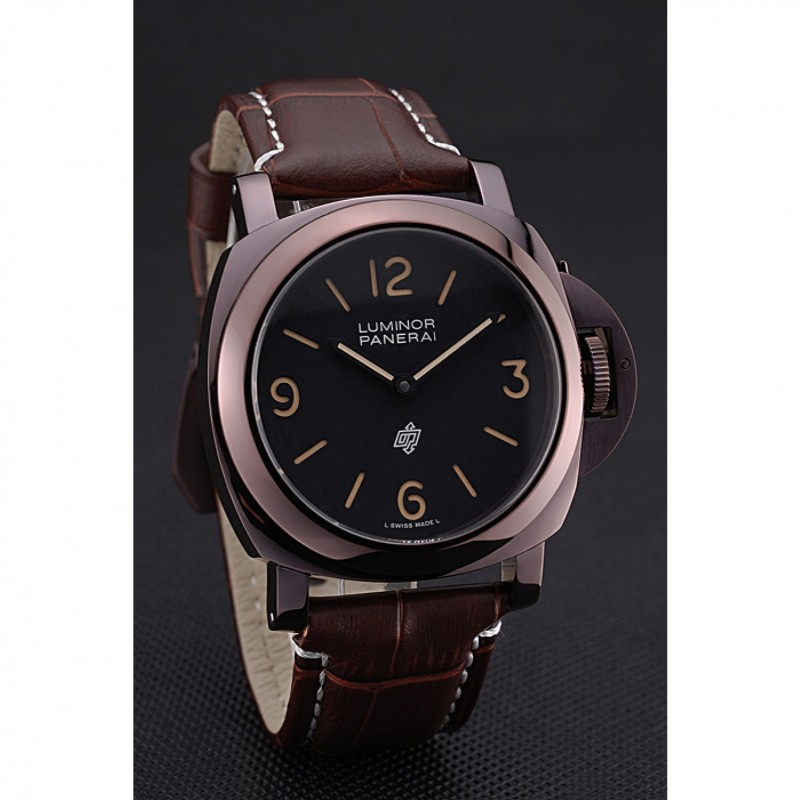 Panerai Luminor Brown Leather Strap Black Dial 80164-2