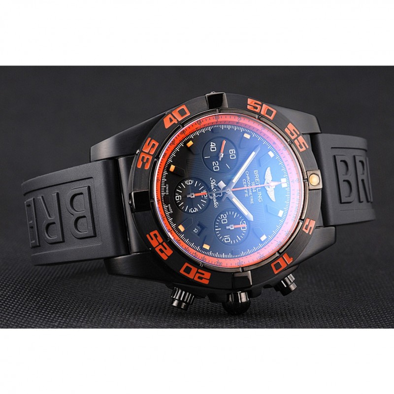 Best Replica Watches Swiss Breitling Chronomat 44 Raven Black And Orange Dial Black Case Black Rubber Strap-4