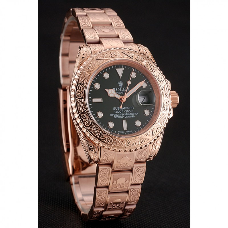 Rolex Submariner Skull Limited Edition Green Dial Rose Gold Case And Bracelet 1454074-2