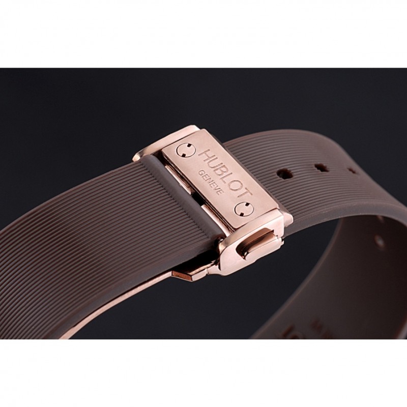 Cheap Hublot Big Bang King Rose Gold Bezel White Dial Brown Rubber Strap-5