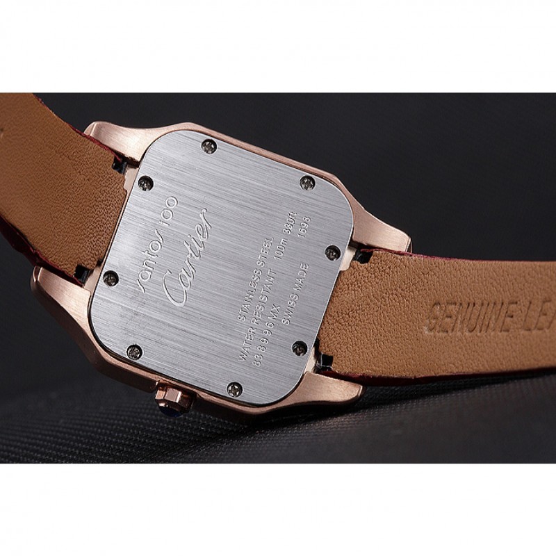 Cartier Santos 100 Polished Rose Gold Bezel 621919-7