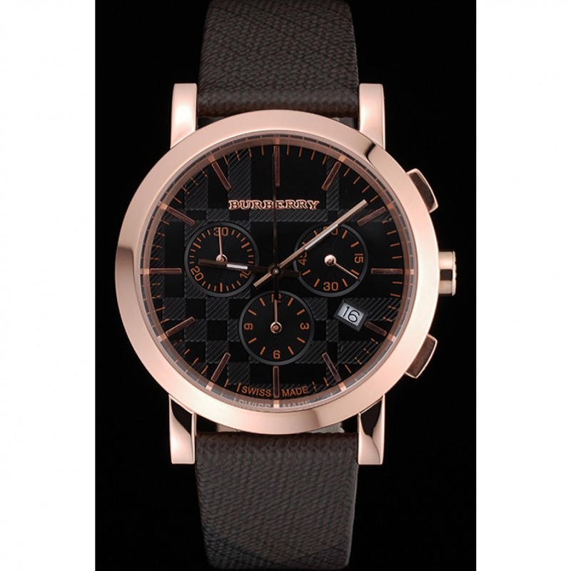 Burberry The City Classic Chronograph Black Dial Smoked Trench Bracelet 622573-1