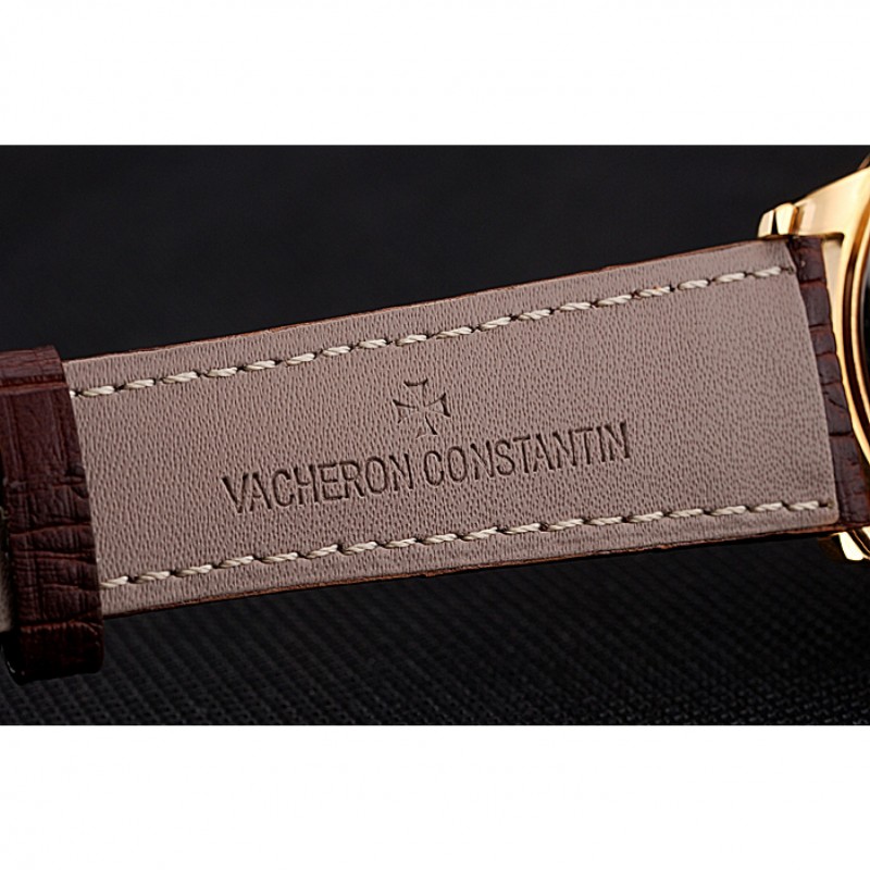 Vacheron Constantin Patrimony Chronometre Royal Gold Dial Gold Case Brown Leather Strap-6