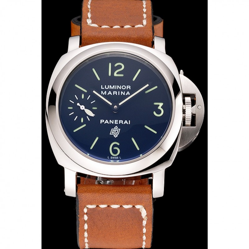 Panerai Luminor Marina Stainless Steel Bezel Brown Leather Bracelet 622313-1