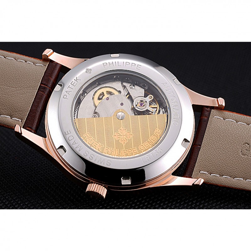 Patek Philippe Calatrava Rose Dial Rose Gold Case Brown Leather Strap 622836-8