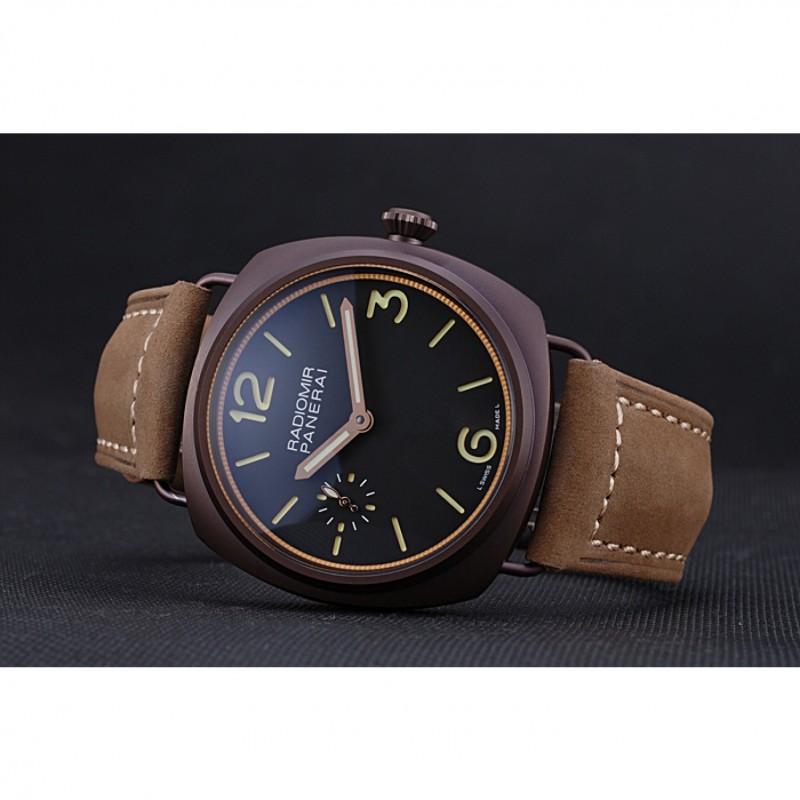 Panerai Radiomir Brown Stainless Steel Bezel Brown Leather Bracelet 622324-4