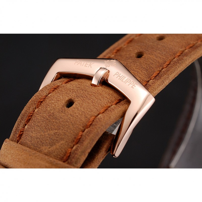 Best Replica Watches Patek Philippe Grand Complications GMT Moonphase Tourbillon Black Dial Rose Gold Case Brown Suede Leather Strap 1453821-5