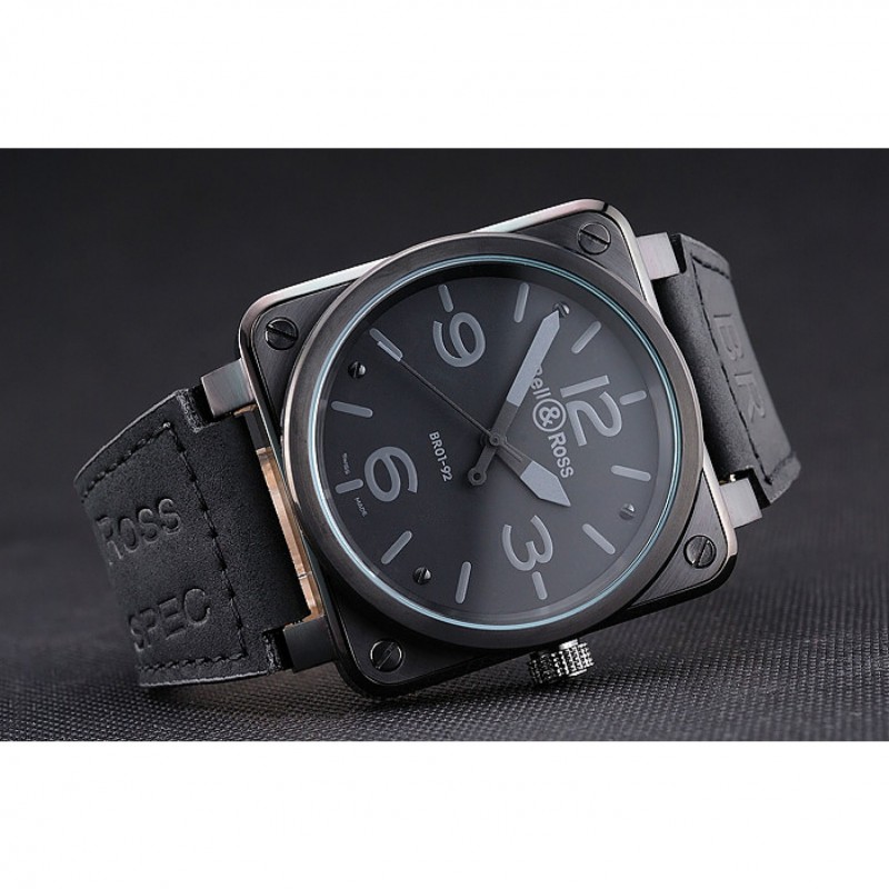Bell and Ross BR 01-92 Black Dial Black Case Black Leather Strap-4