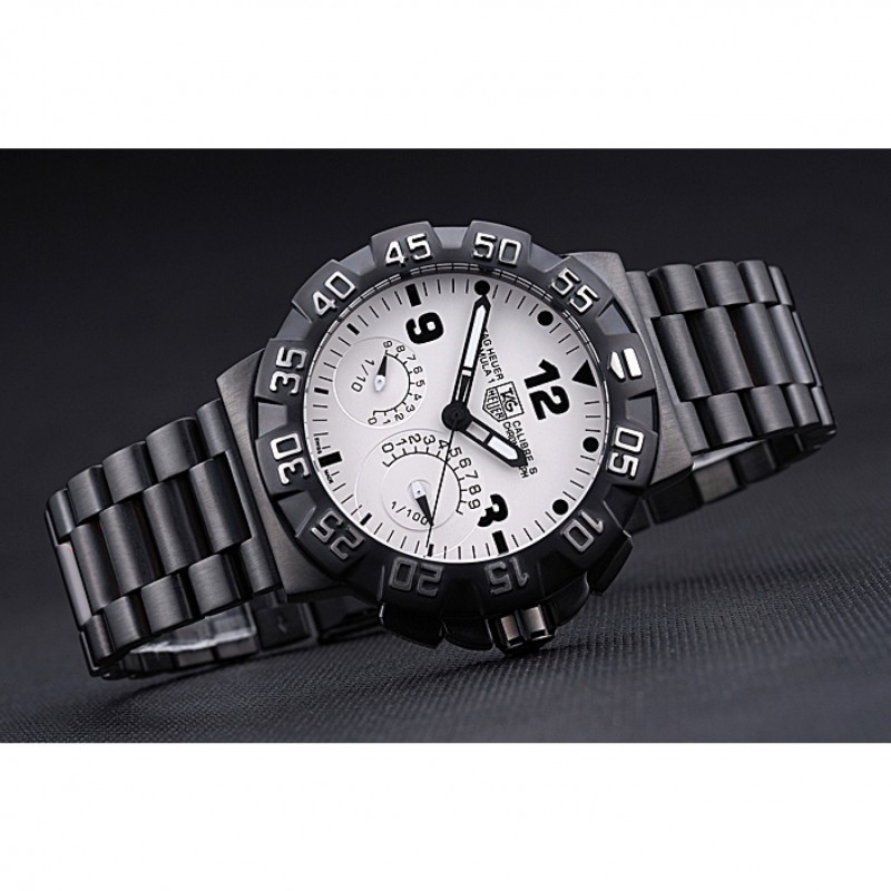 SS Replica Watches Tag Heuer Formula One Calibre S White Dial Ion Plated Steinless Steel Bracelet 622298-3