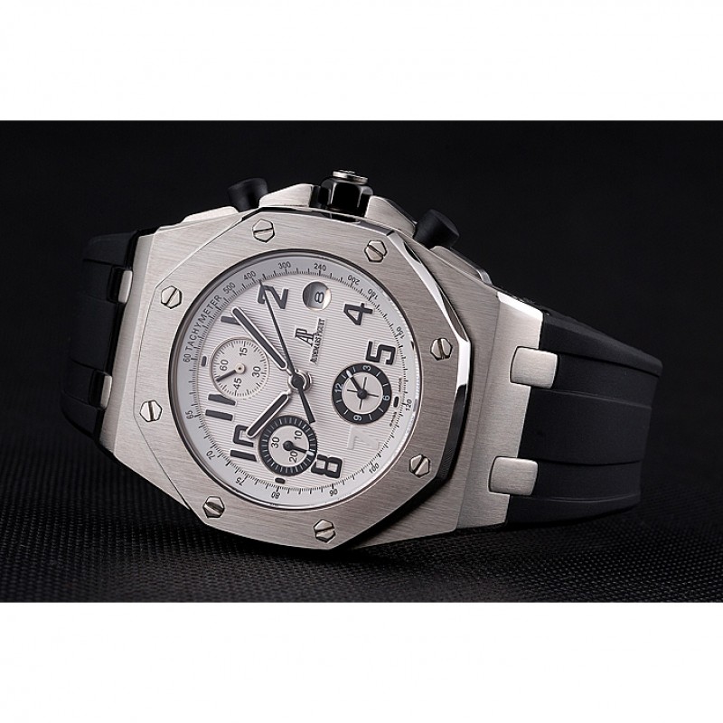 Swiss Audemars Piguet Royal Oak Offshore White Dial Stainless Steel Case Black Rubber Strap 622853-4