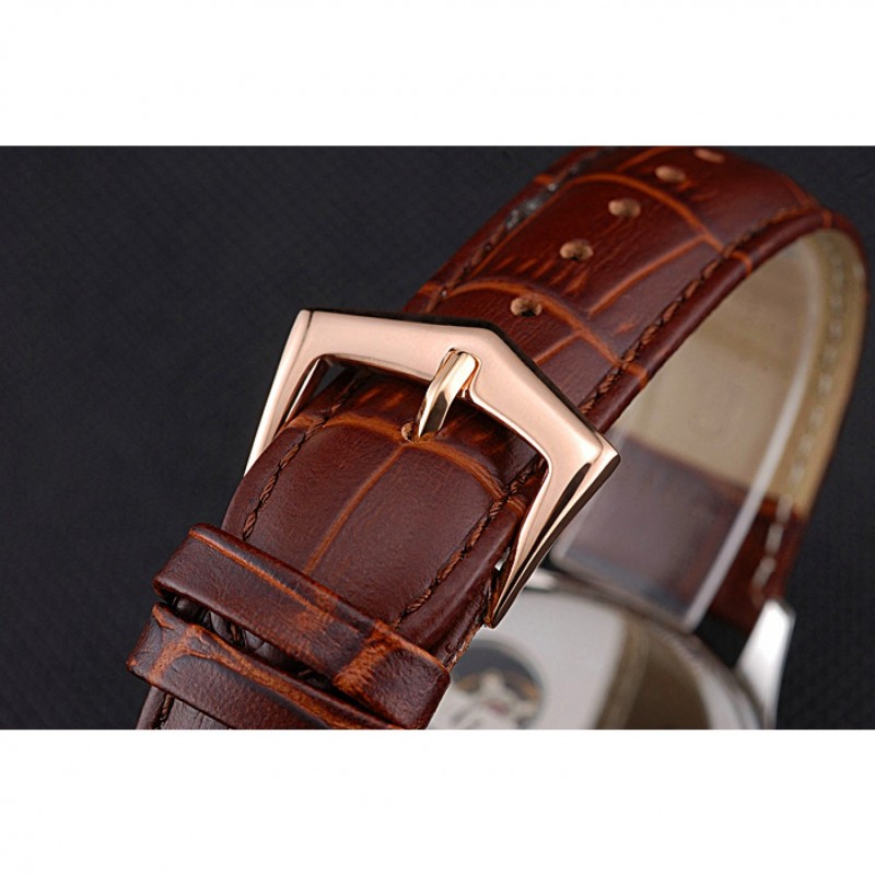 Luxury Patek Philippe Moonphase Chronograph White Dial Gold Case Brown Leather Strap 622843-5