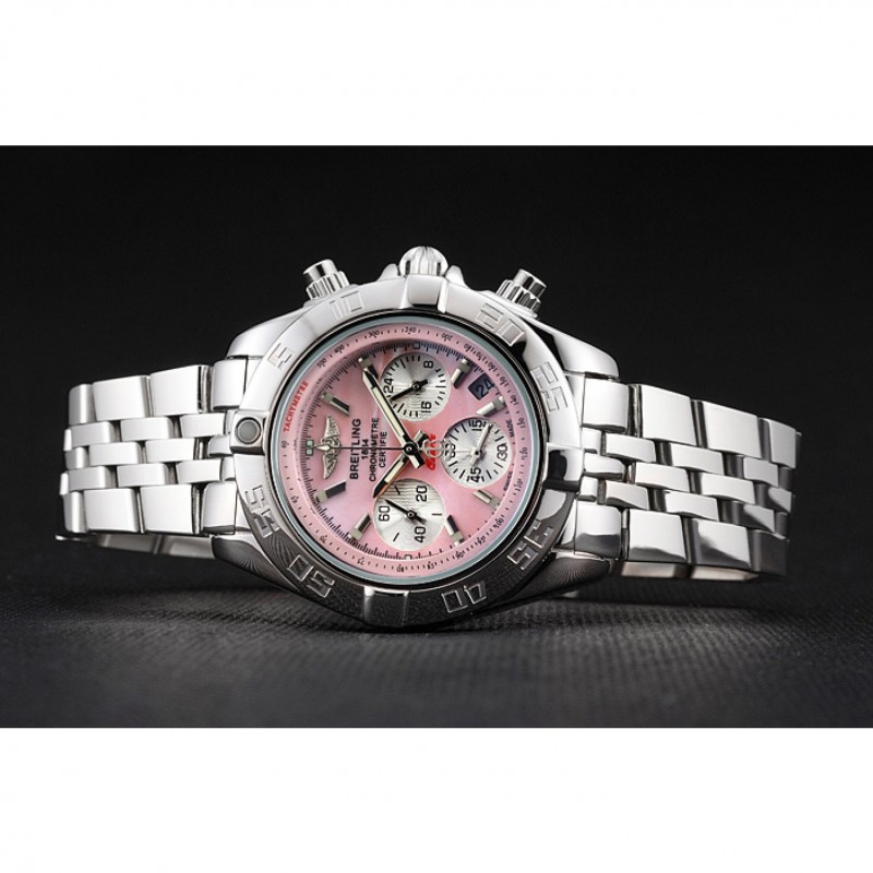 Breitling Chronomat Quartz Pink Dial Stainless Steel Case And Bracelet-3