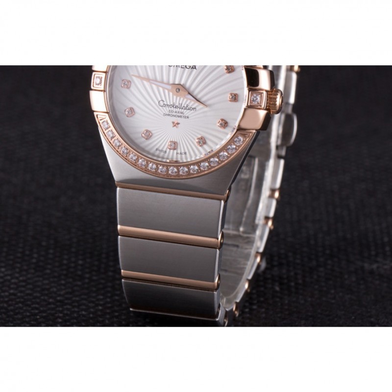 Omega Constellation Rose Gold Diamond Bezel Two Tone Band 621487-6