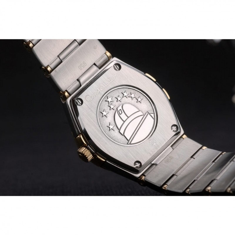 Swiss Lady Omega Constellation Stainless Steel Bracelet Golden Dial 80292-7