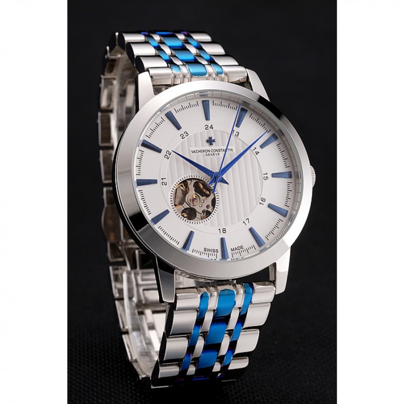 Vacheron Constantin Tourbillon White Dial Blue Numerals Stainless Steel Case Two Tone Steel Blue Bracelet-2