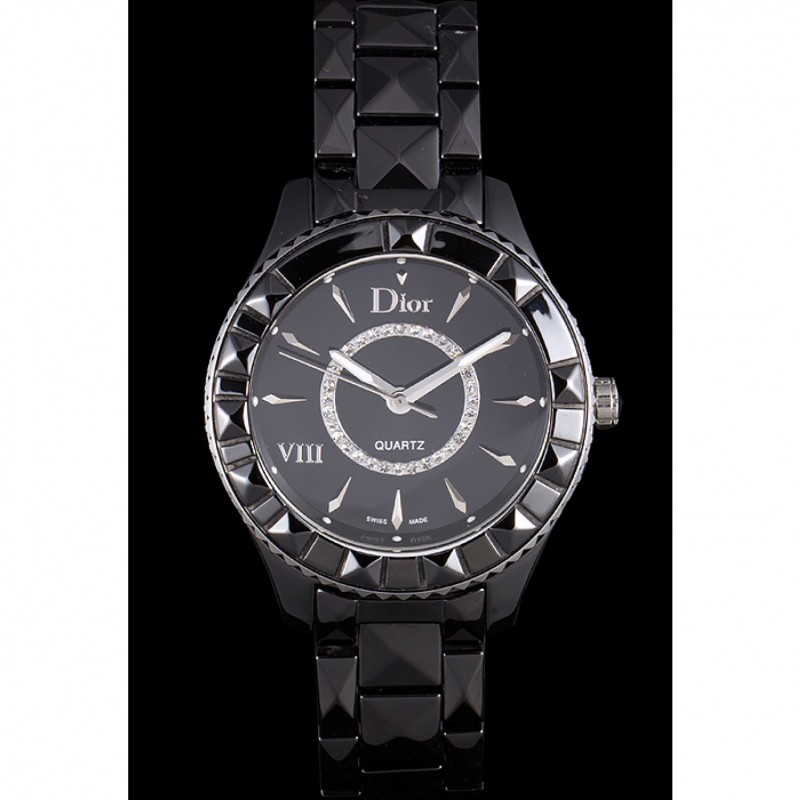 Dior VIII Ceramic Black Bezel Black Bracelet cd10 621363-1