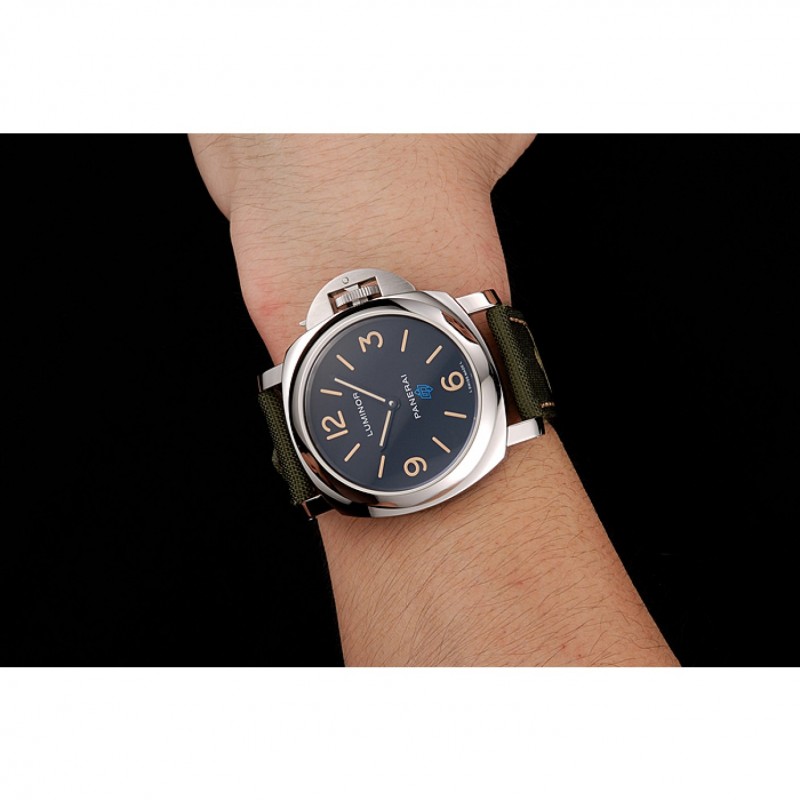 Panerai Luminor Base Logo Acciaio Black Dial Green Bracelet 1454013-8