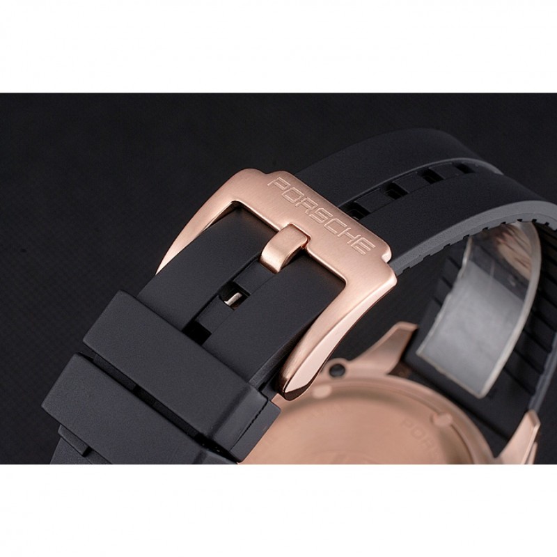 Porsche Design Indicator Black Dial Gold Case Black Rubber Strap-5