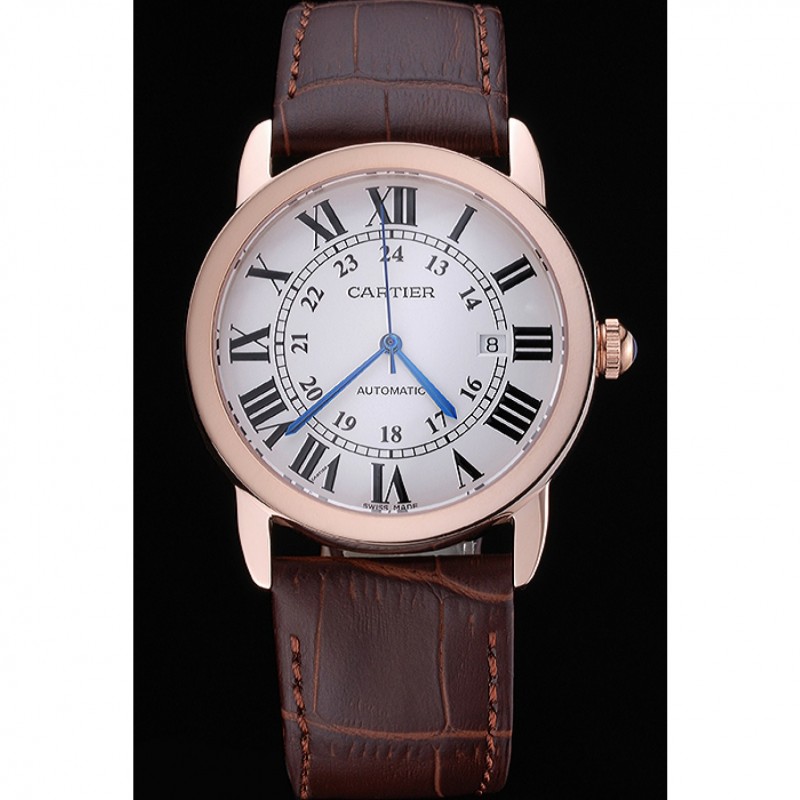 SS Replica Watches Swiss Cartier Ronde Solo Gold Case White Dial Roman Numerals 622201-1
