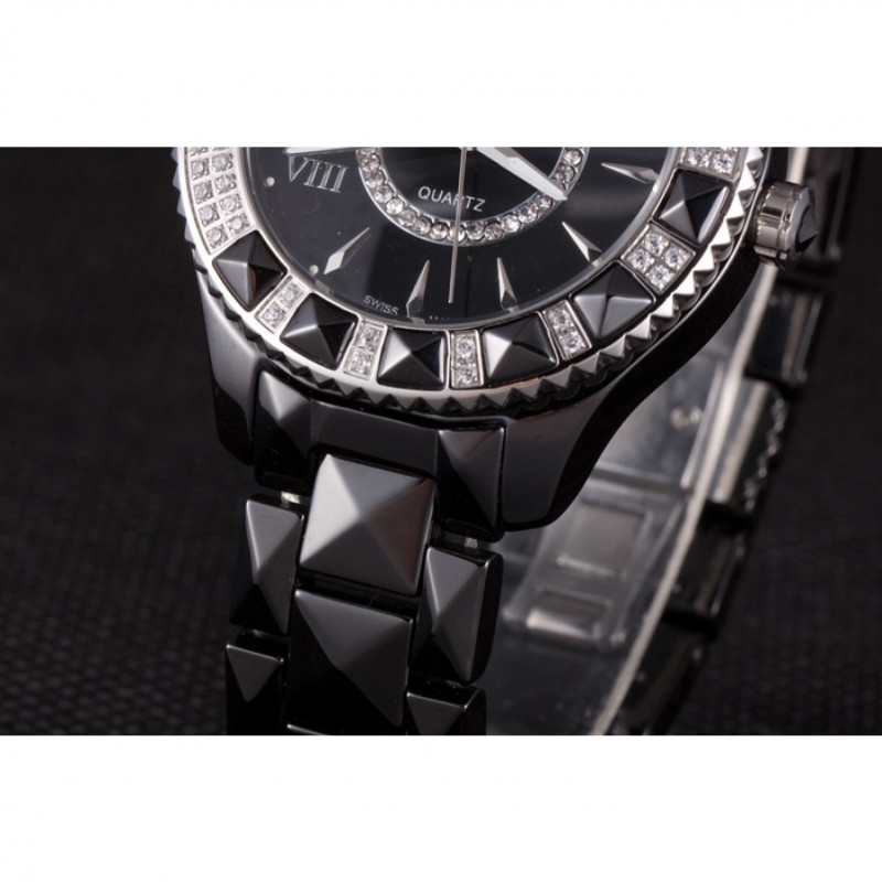 AAA Dior VIII Diamond Encrusted Black Bezel Black Bracelet cd09 621362-6