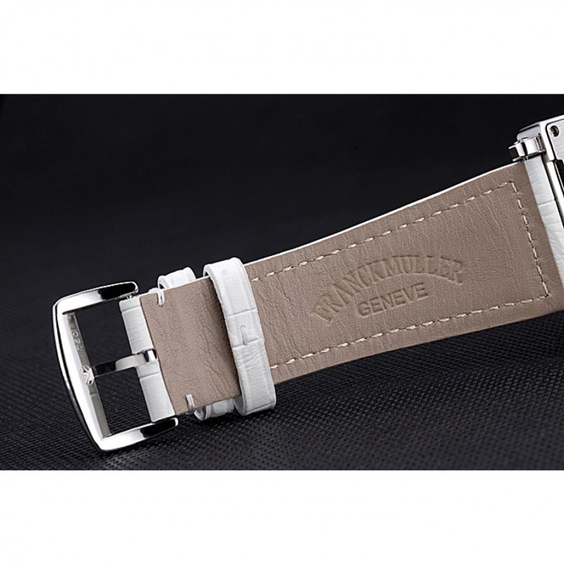 Franck Muller Master Square Color Dreams Diamonds Case White Leather Band 622356-5