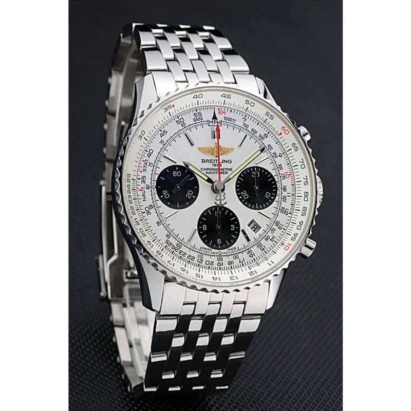 Best Replica Watches Swiss Breitling Navitimer White Dial Stainless Steel Bracelet 622441-2