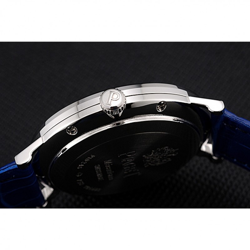 Piaget Altiplano Silver Case Blue Dial Blue Leather Bracelet 622630-6