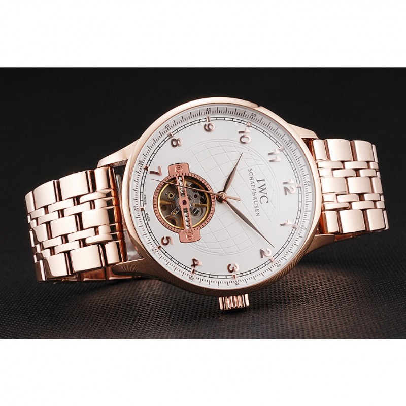 IWC Portugieser Tourbillon White Dial Rose Gold Numerals Rose Gold Case And Bracelet-4
