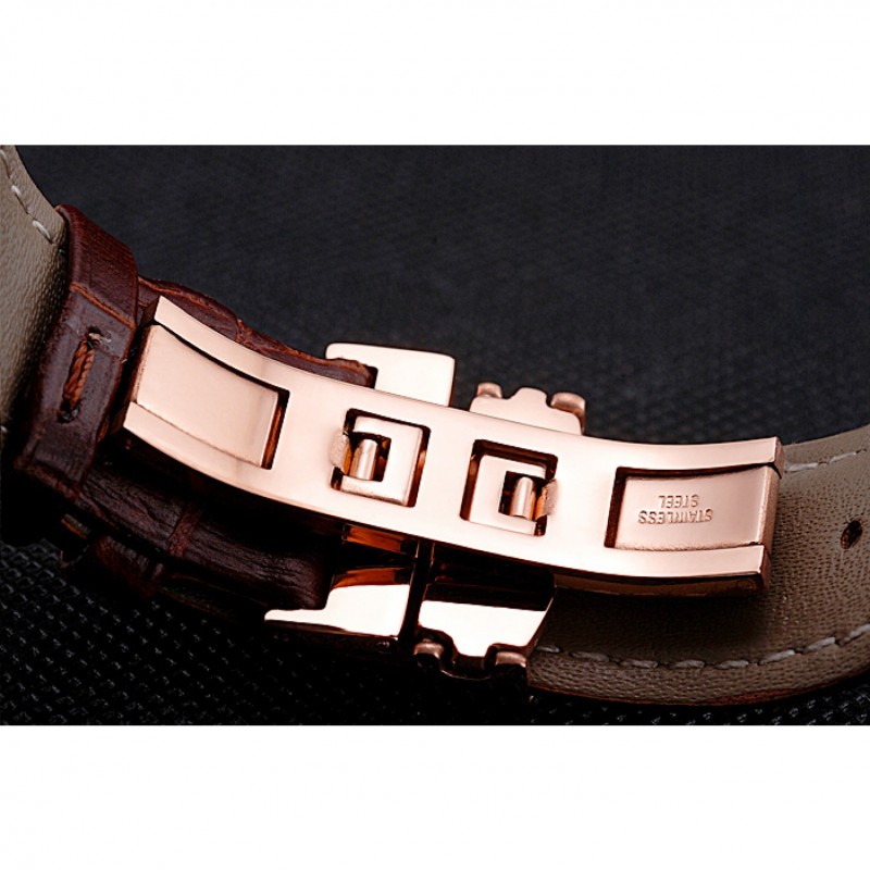 High End Longines Column Wheel Black Dial Two Tone Case Brown Leather Strap-6