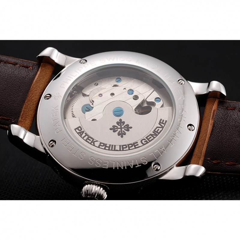 Patek Philippe Grand Complications GMT Moonphase Tourbillon Black Dial Stainless Steel Case Brown Suede Leather Strap 1453822-7
