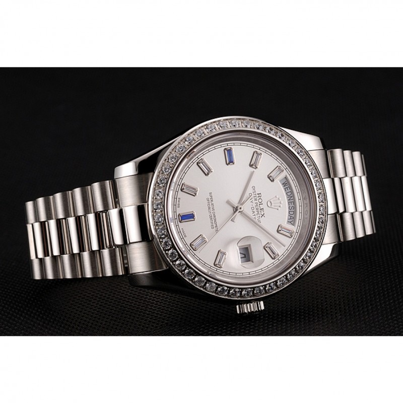 Swiss Rolex Day-Date Diamonds Bezel Staineless Steel Bracelet 1454109-4