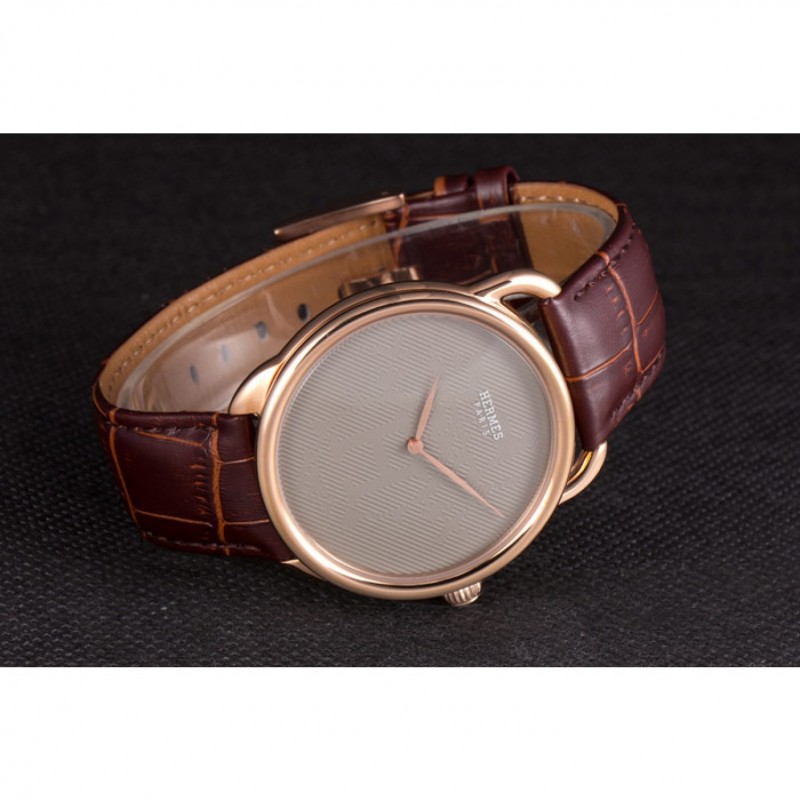 High Quality Replica Watches Hermes Classic Croco Leather Strap Silver Dial 801395-4