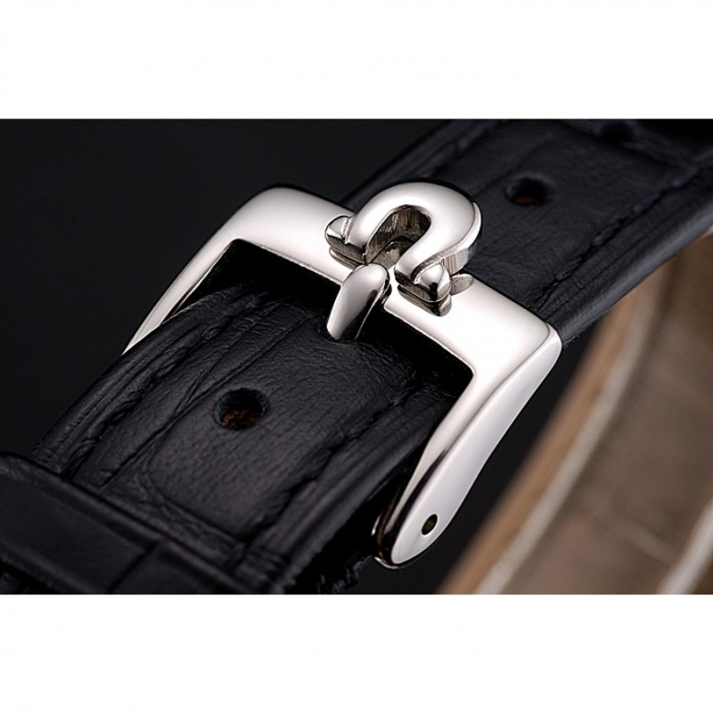 Omega De Ville Prestige Small Seconds White Dial Blue Numerals Stainless Steel Case Black Leather Strap-5