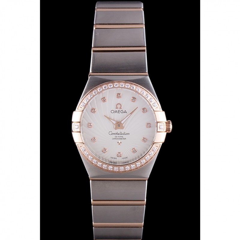 Omega Constellation Rose Gold Diamond Bezel Two Tone Band 621487-1